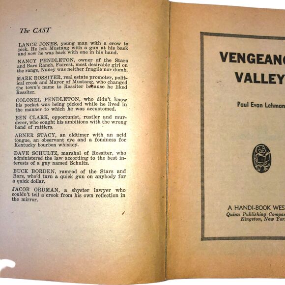1950 Vengeance Valley by Paul Evan Lehman Western Pulp Fiction Classic - Picture 5 of 10